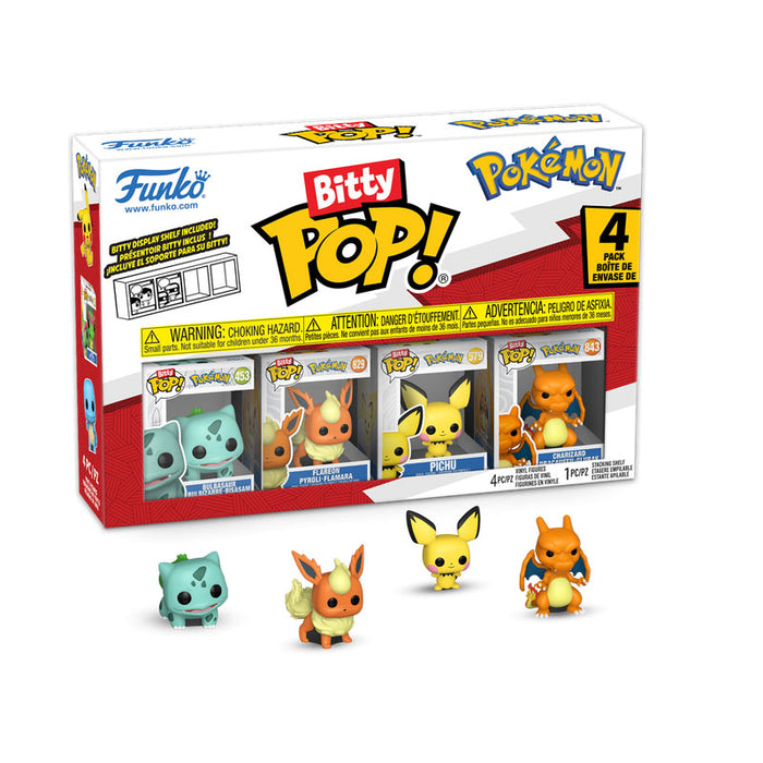 Funko Pop! Bitty Pokemon Bulbasaur, Flareon, Pichu, and Charizard