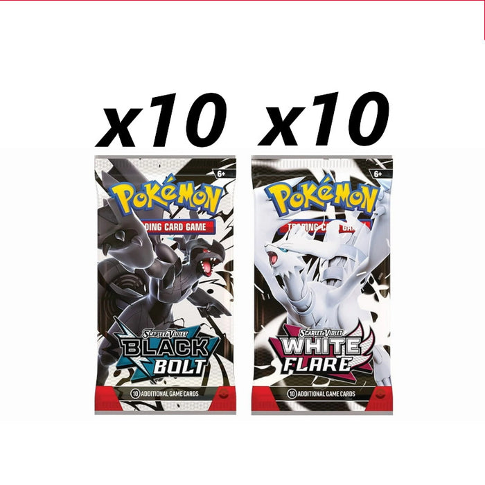 10x Black Bolt Booster Packs & 10x White Flare