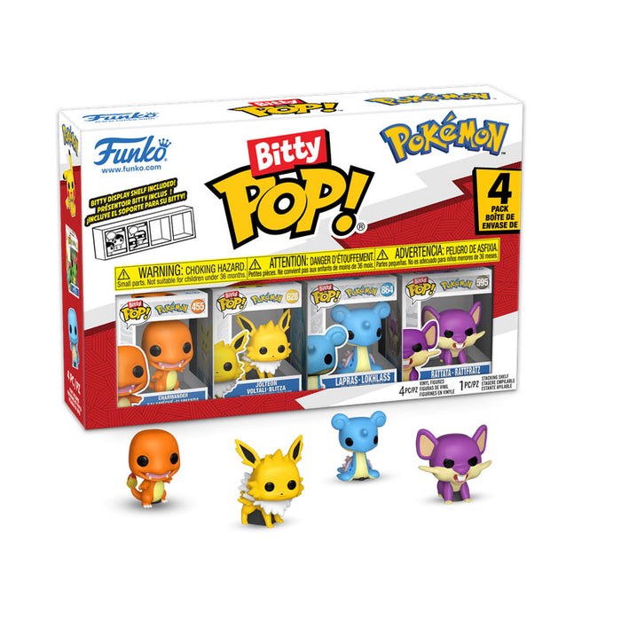 Funko Pop! Bitty Pokemon Charmander, Jolteon, Lapras, and Rattata
