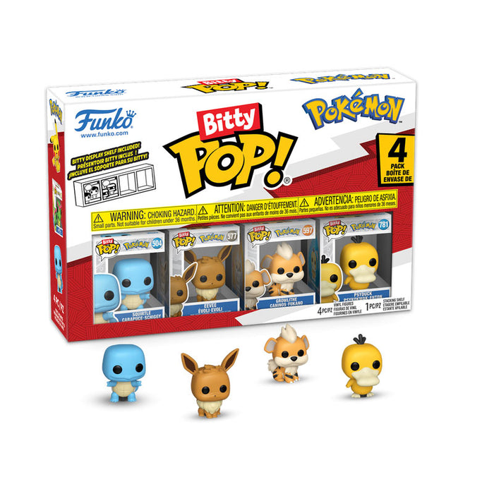 Funko Pop! Bitty Pokemon Squirtle, Eevee, Growlithe and Psyduck